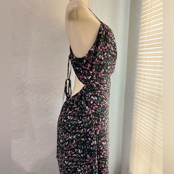 ZAFUL Women's Spaghetti Strap Floral Summer Hollow Twist Front Maxi Dresses Sexy - Picture 10 of 12